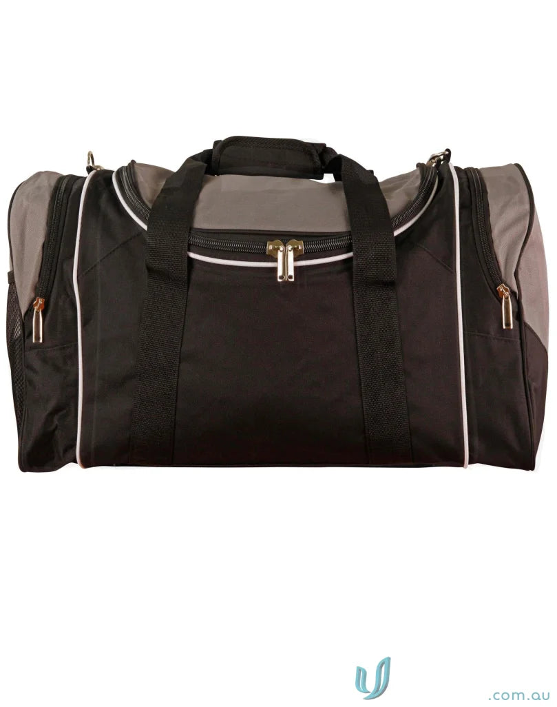 Black and gray duffel bag from Winning Spirit Winner Sports Bag for travel or workouts