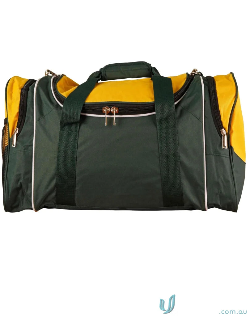 Green and yellow duffel bag from Winning Spirit Winner Sports Bag for travel or sports