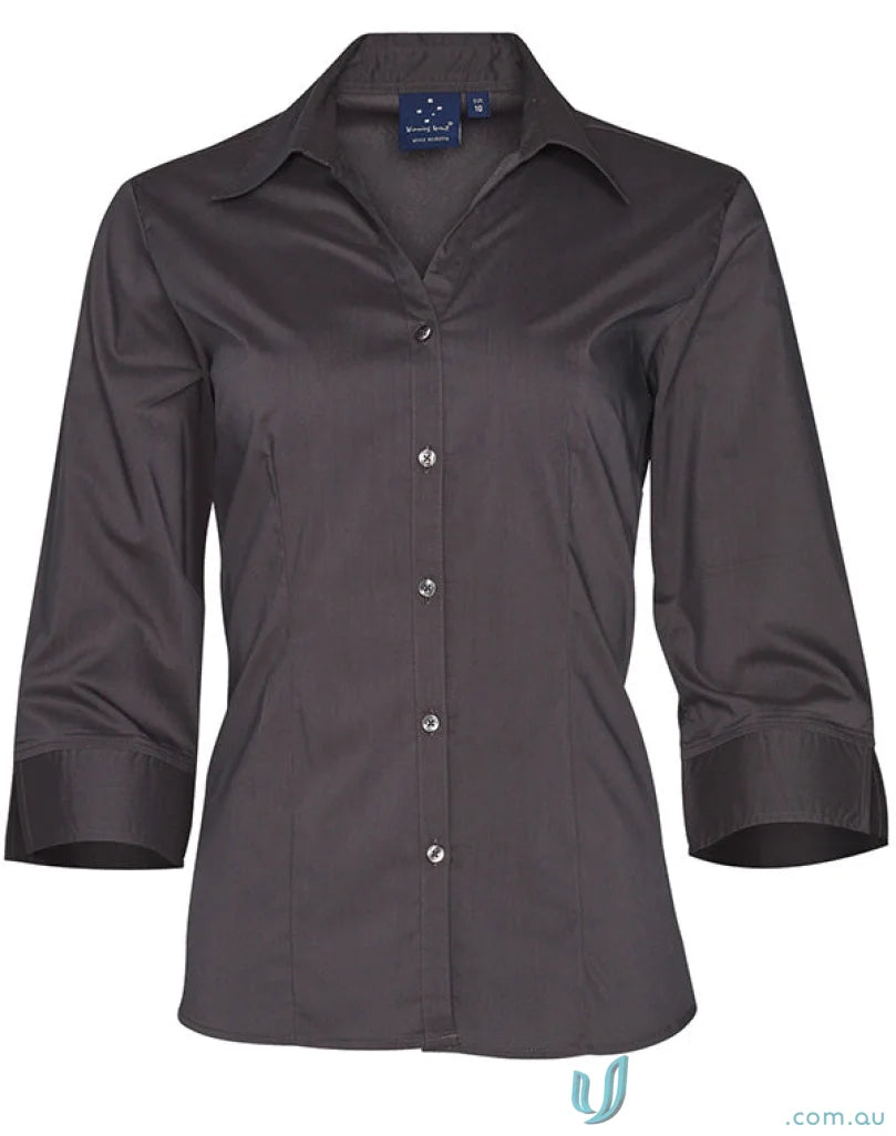 Gray Winning Spirit Womens Executive 3Q Shirt with stylish three-quarter sleeves