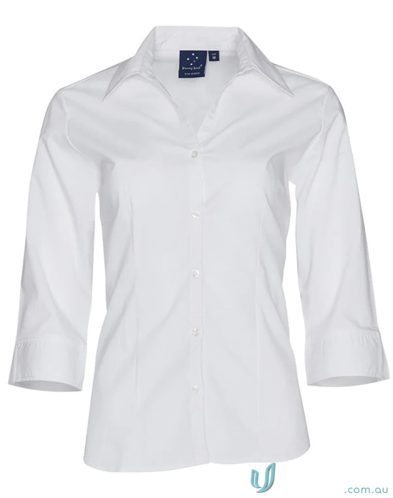 White button-down shirt from Winning Spirit Womens Executive 3Q Shirt collection