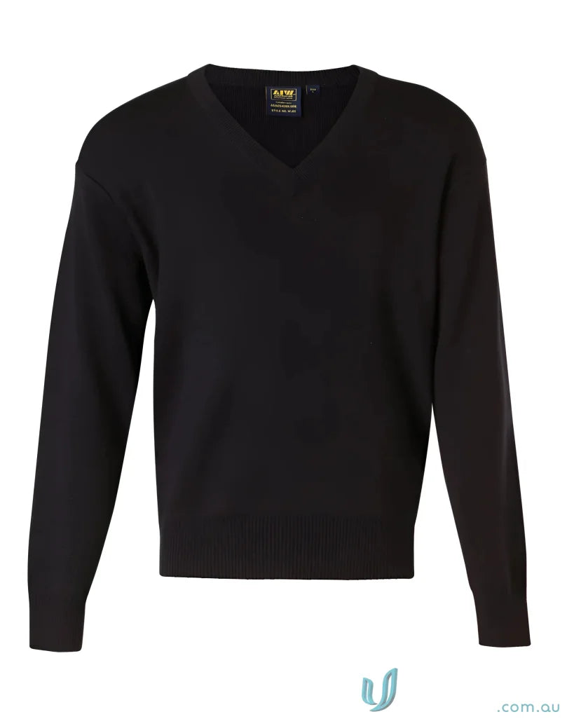 Black V-neck sweater from Winning Spirit Wool Acrylic Knit Jumper collection