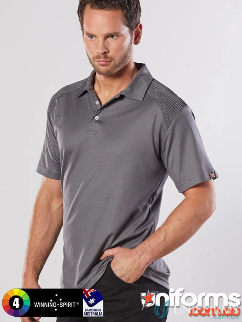 Winning Spirit XStreet TrueDry Polo men’s unisex short sleeve gray shirt with textured shoulders