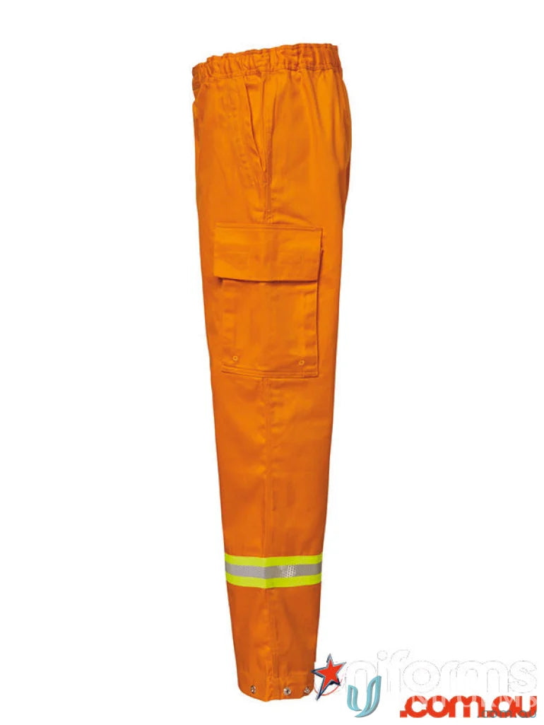 Wldlan Fire Fighting Trouser with orange color, reflective tape, and press stud closure