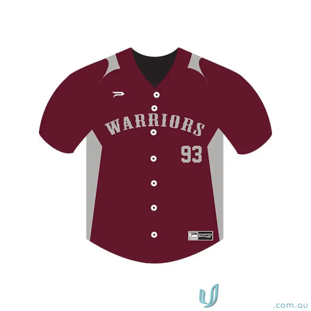 Wodonga Warriors maroon baseball jersey made from durable polyester for youth players