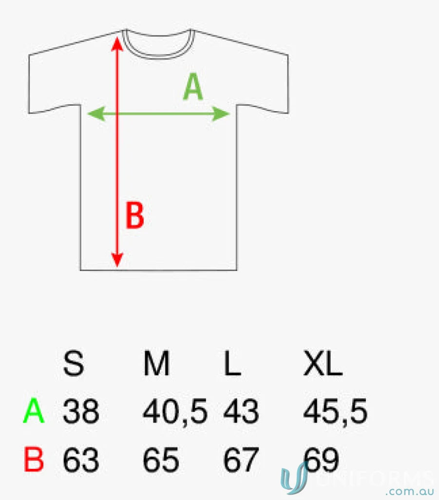 Diagram of T-shirt measurements for Womens Active Seamless Raglan Flow with raglan sleeves