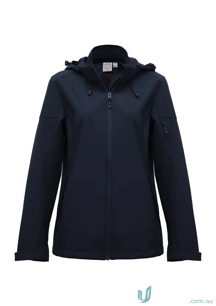 Navy blue women’s Atlas jacket with breathable fabric and waterproof membrane