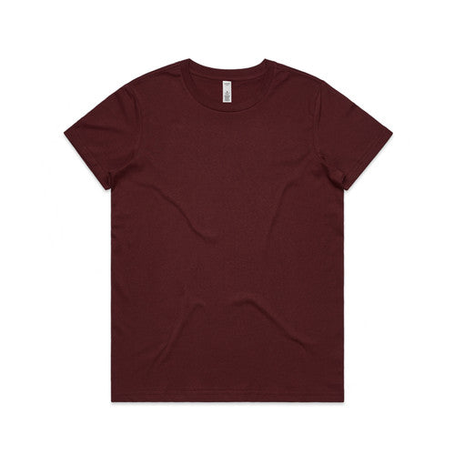 Burgundy short-sleeve crew neck basic lightweight tee for women