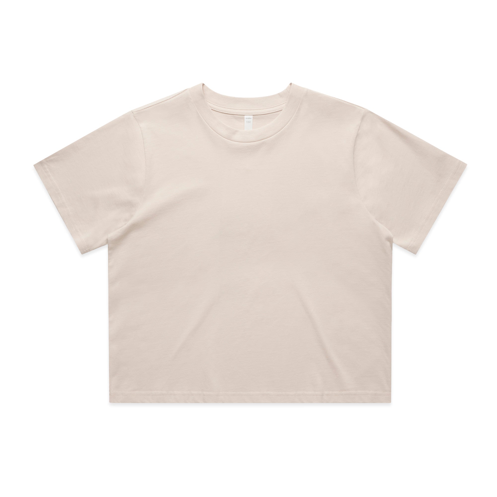 Womens classic cropped heavyweight tee in beige with short sleeves and crew neck