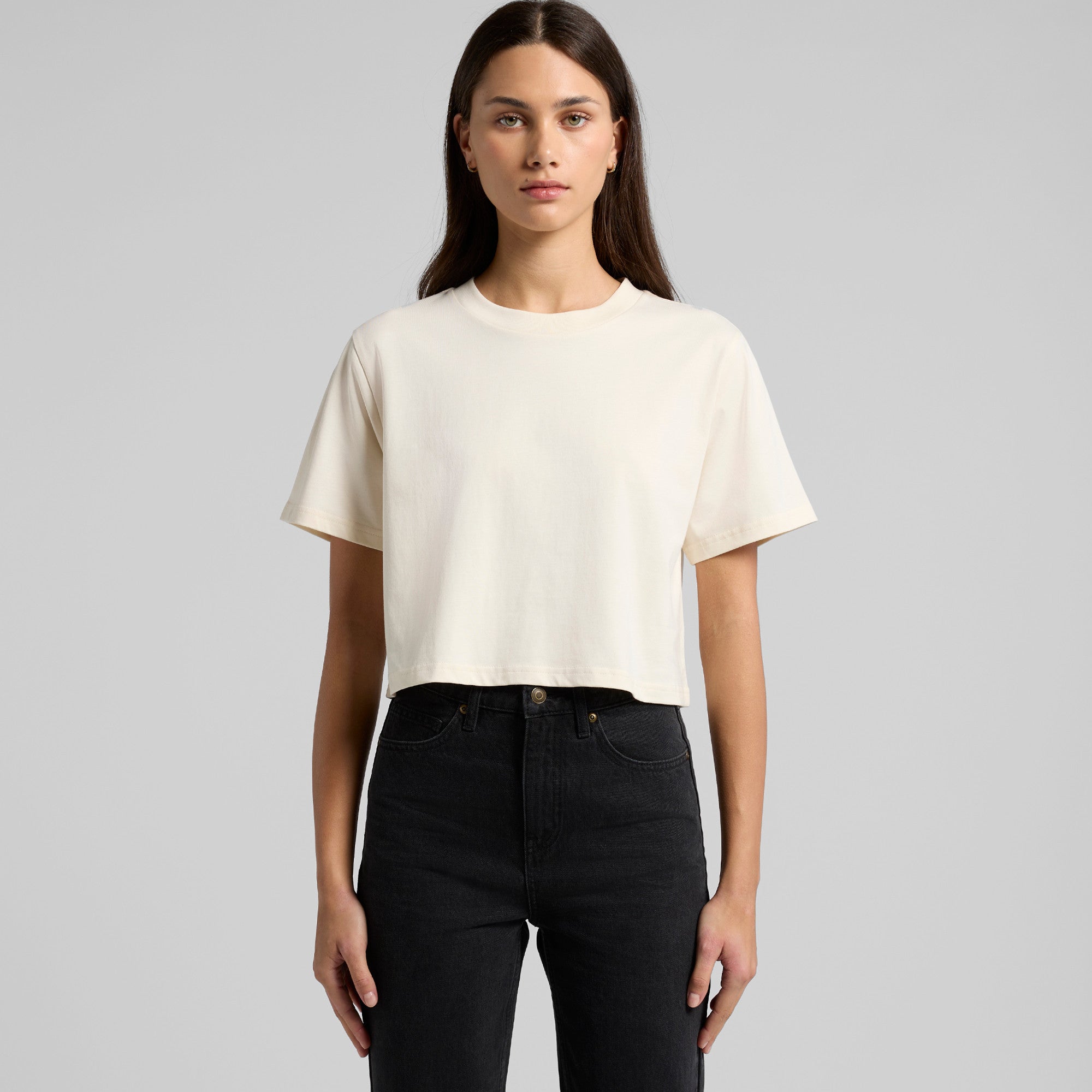 Planett womens classic cropped heavyweight tee in cream