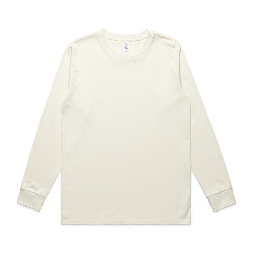 Cream-colored womens classic long sleeve tee with ribbed cuffs