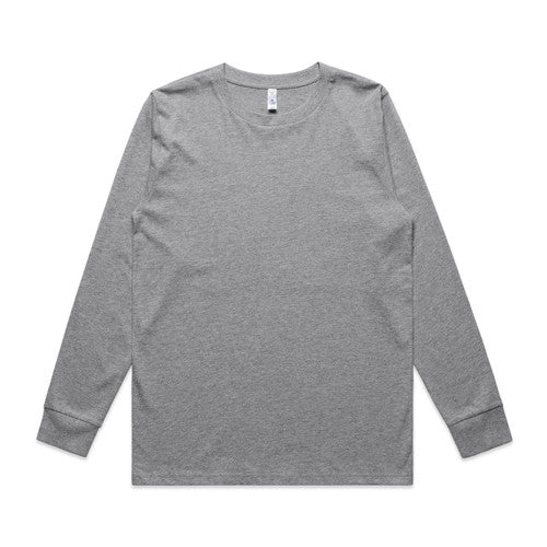 Gray womens classic long sleeve tee with subtle pattern and ribbed cuffs