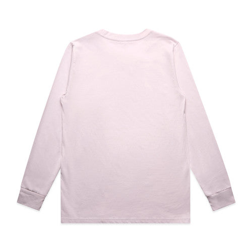 Women’s classic long sleeve tee in soft lavender cotton with ribbed cuffs