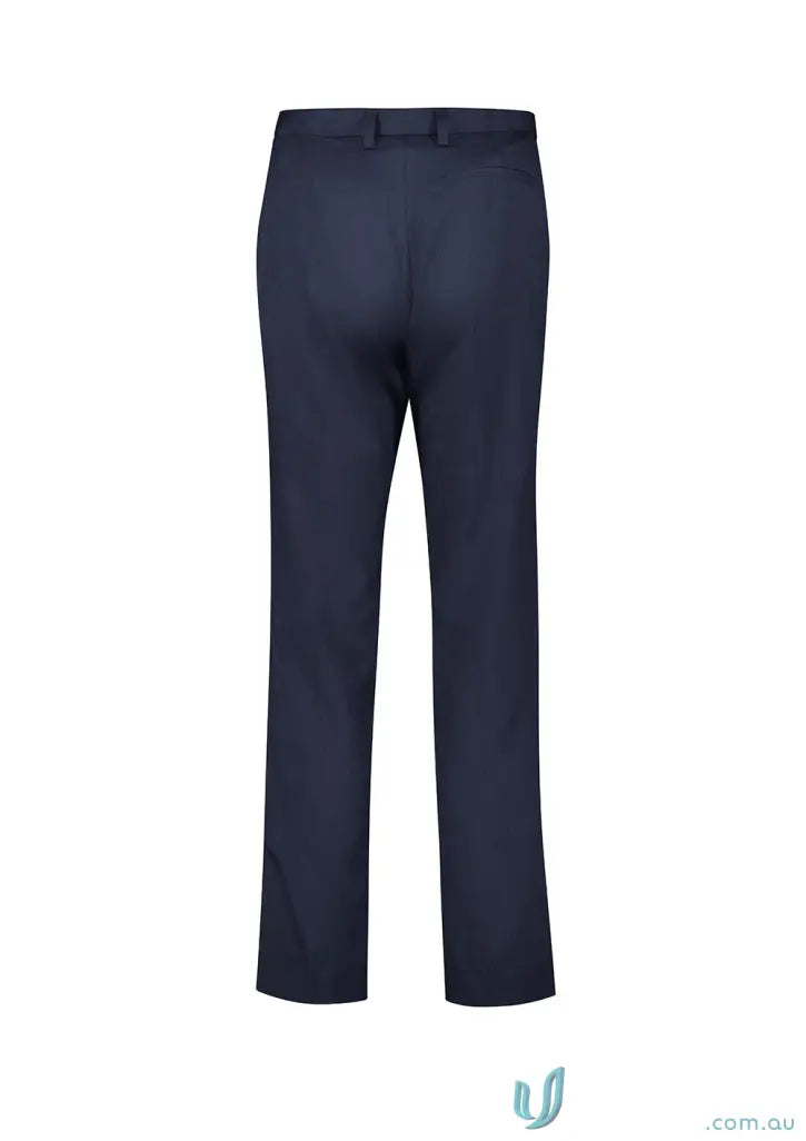 Navy blue womens cool stretch tapered leg pant with adjustable waist for comfy fit