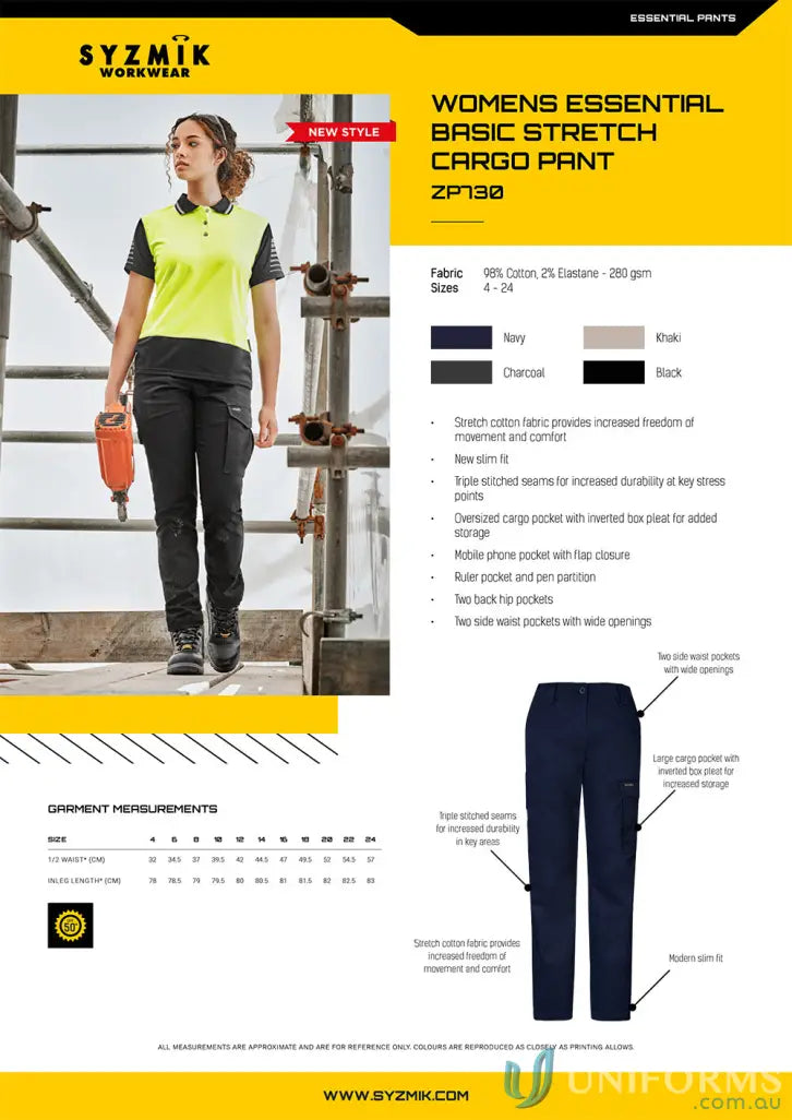 Women’s stretch cotton cargo pants for women, comfy and stylish workwear