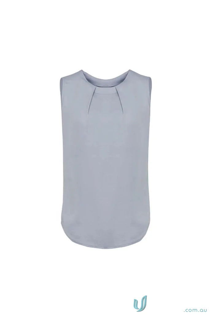 Womens Estelle Pleat Blouse, estelle sleeveless light blue blouse from Biz Collection