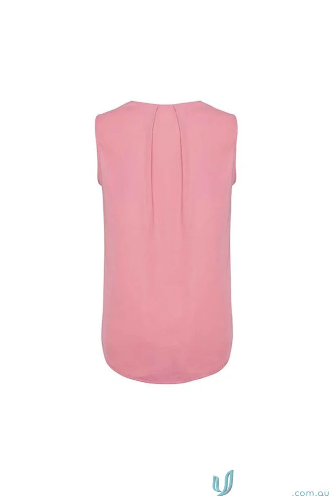 Womens Estelle Pleat Blouse featuring an Estelle sleeveless pink design from Biz Collection
