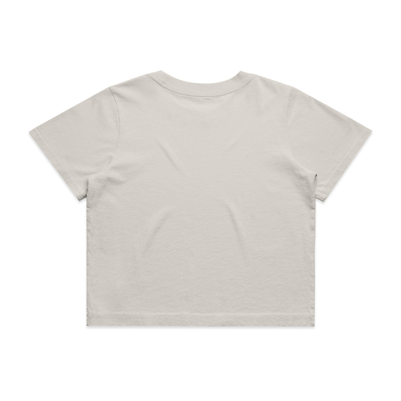 Women’s faded crop tee in white with short sleeves and pocket detail