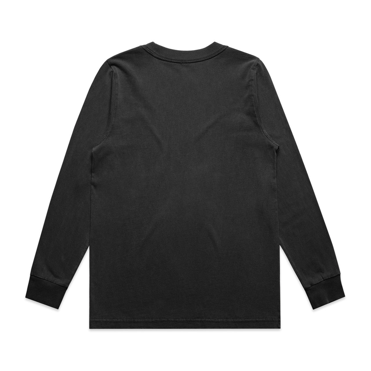 Black faded long sleeve womens tee with ribbed cuffs and hem