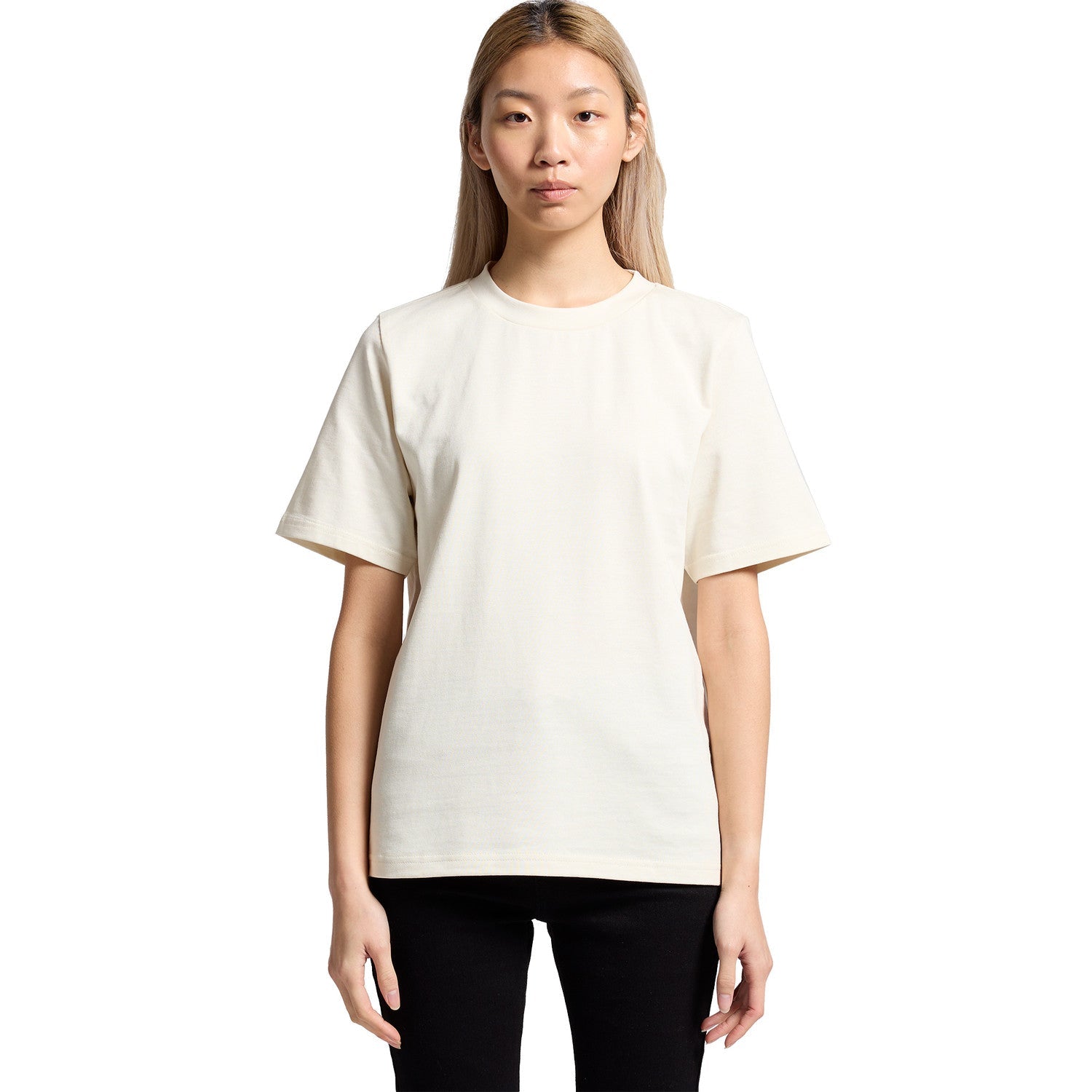 Cream-colored womens heavyweight relaxed fit t-shirt for women
