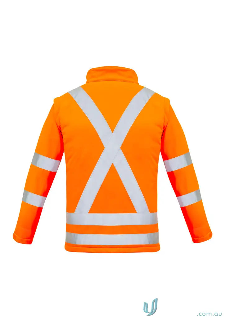 Orange high-vis jacket with reflective stripes from Womens Hi Vis NSW Rail X Back 2-In-1 Softshell Jacket