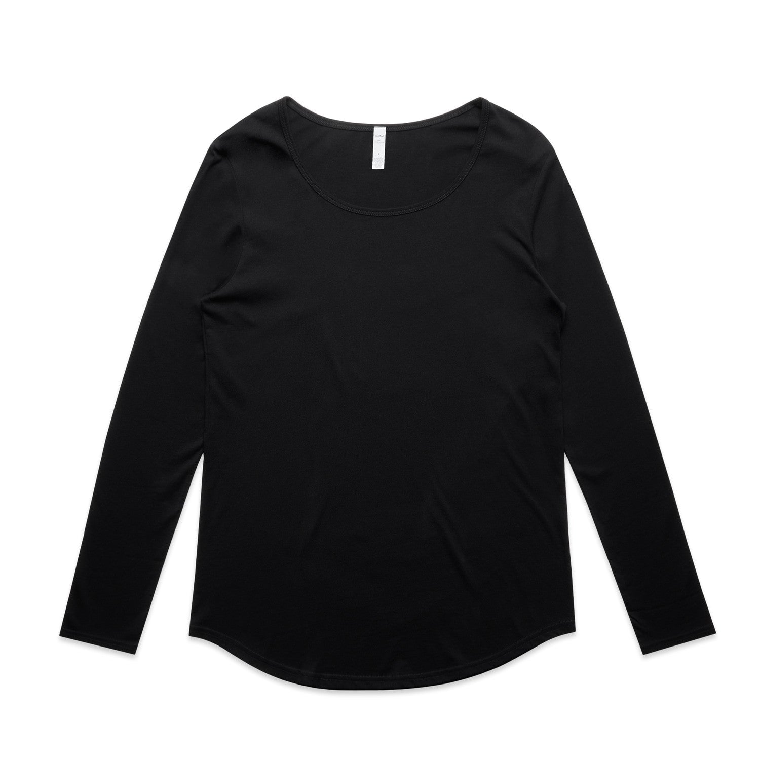Black lightweight scoop neck long-sleeve tee for women