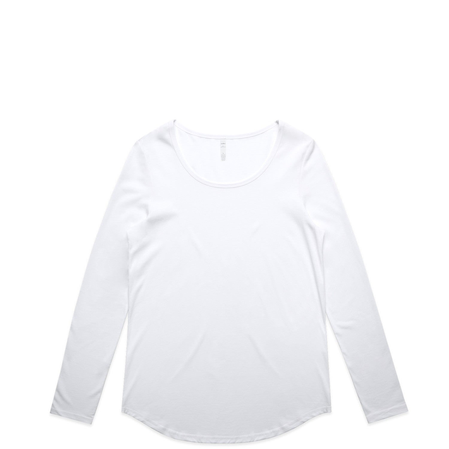 White womens lightweight scoop neck long sleeve tee