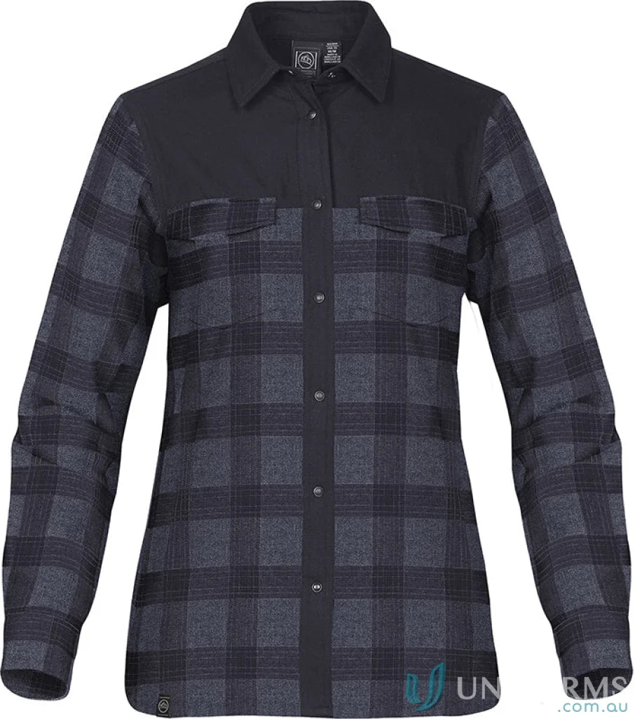 Womens Logan Thermal Shirt with plaid pattern, snap closures, perfect for uniforms