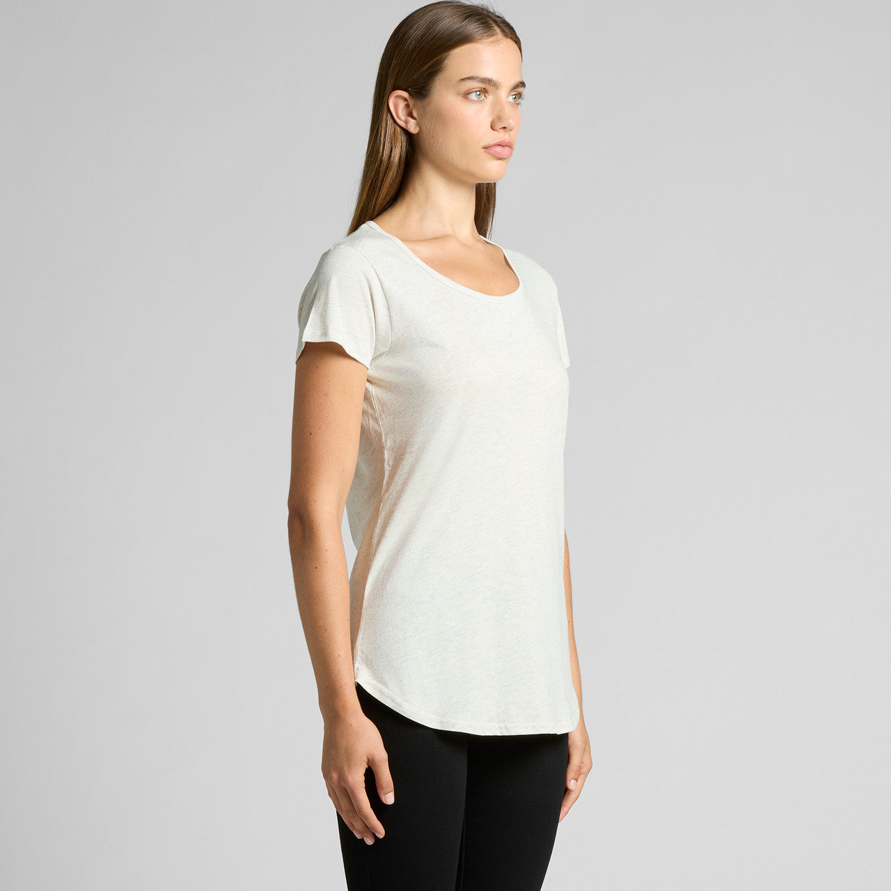 Women’s Mali Tee: white v-neck t-shirt with black leggings