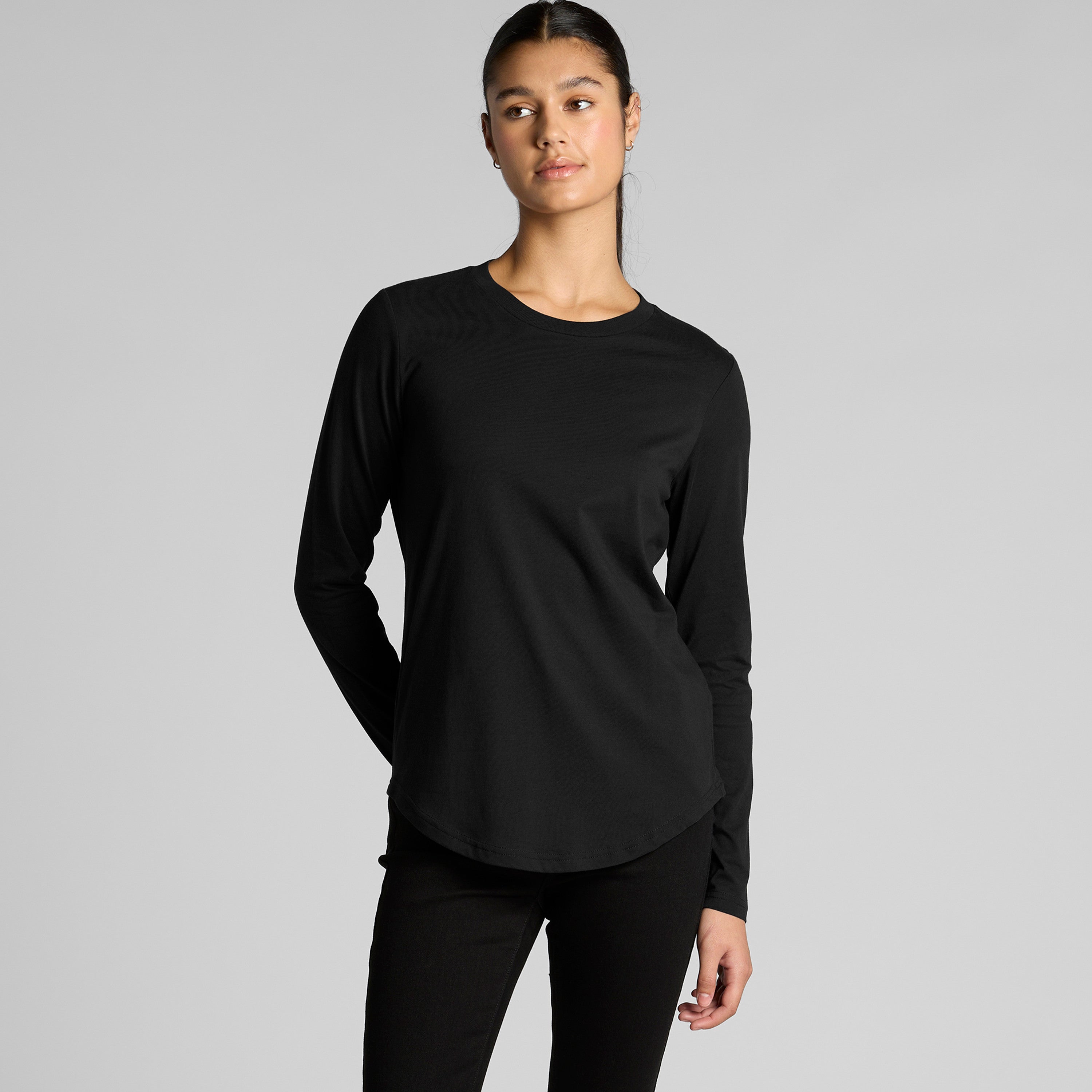 Womens Nike Maple Curve long sleeve tee with black ribbed cuffs