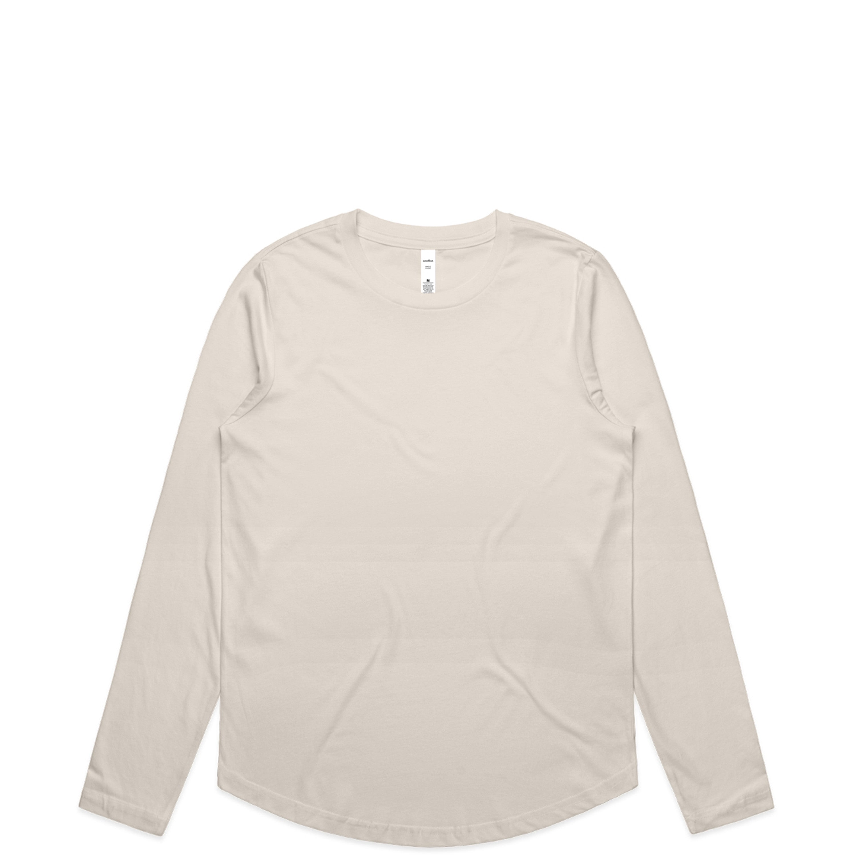 Women’s Maple Curve long sleeve tee in beige with minimalist design