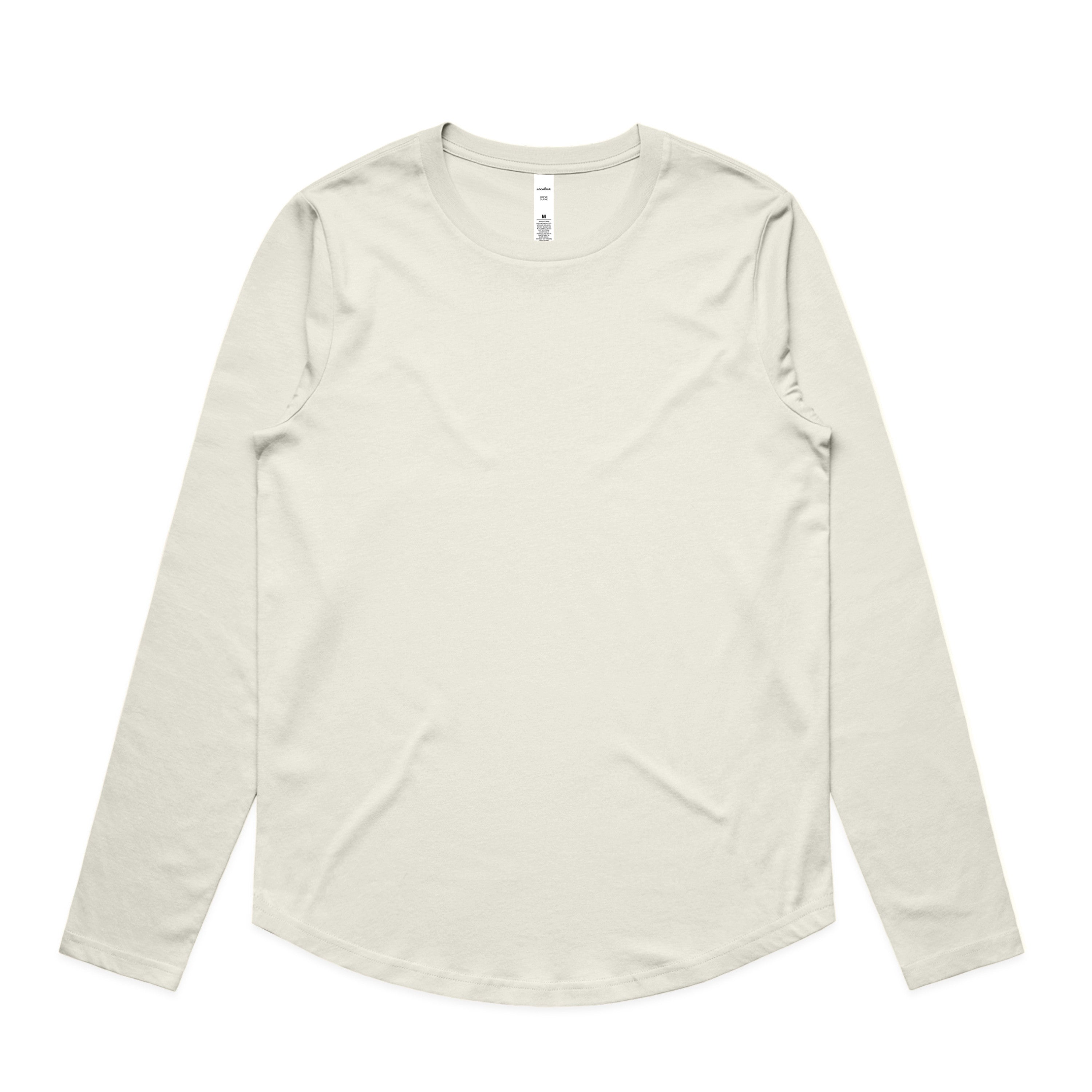 Cream-colored Women’s Maple Curve long sleeve tee, relaxed fit