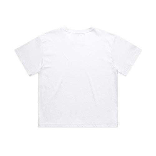 White womens Martina crop tee with short sleeves and crew neck