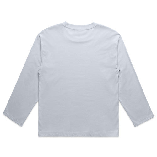 White long-sleeved t-shirt with a crew neck and plain design.