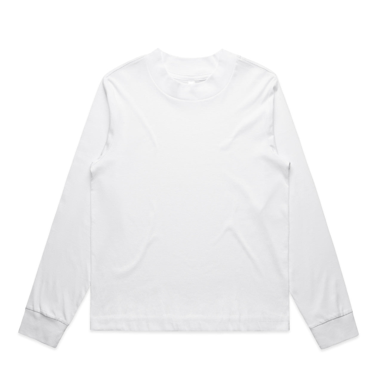 White long-sleeved shirt with pocket and ribbed cuffs.