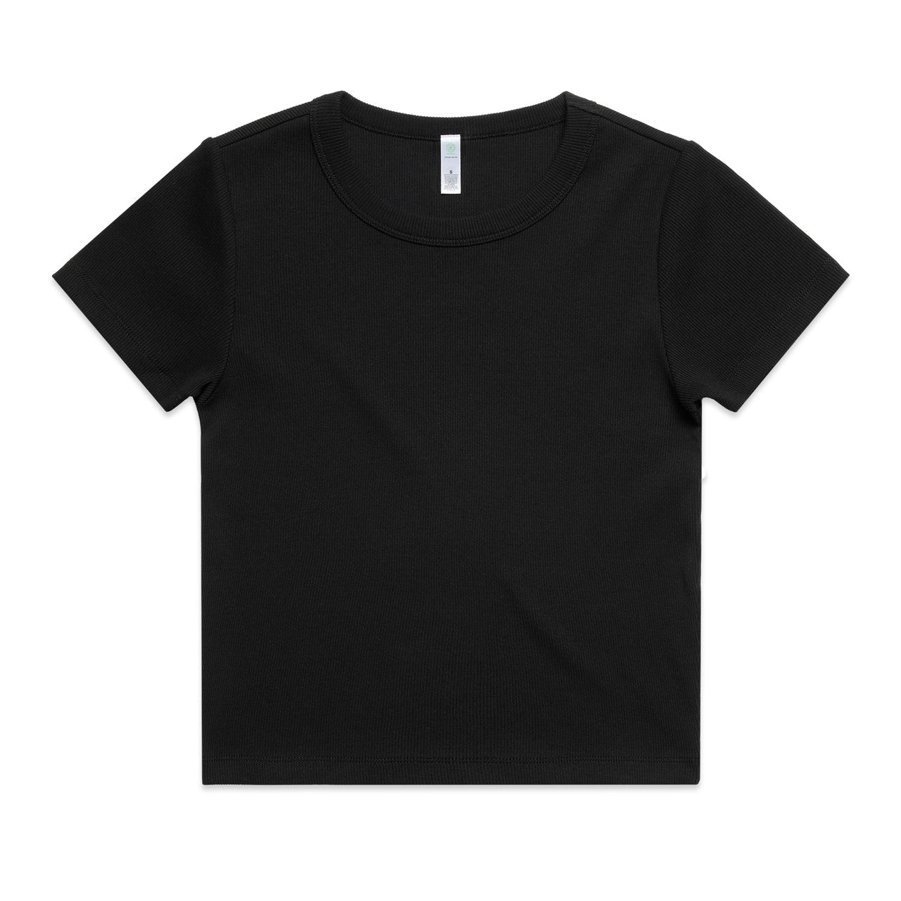 Black organic rib knit scoop neck t-shirt for women