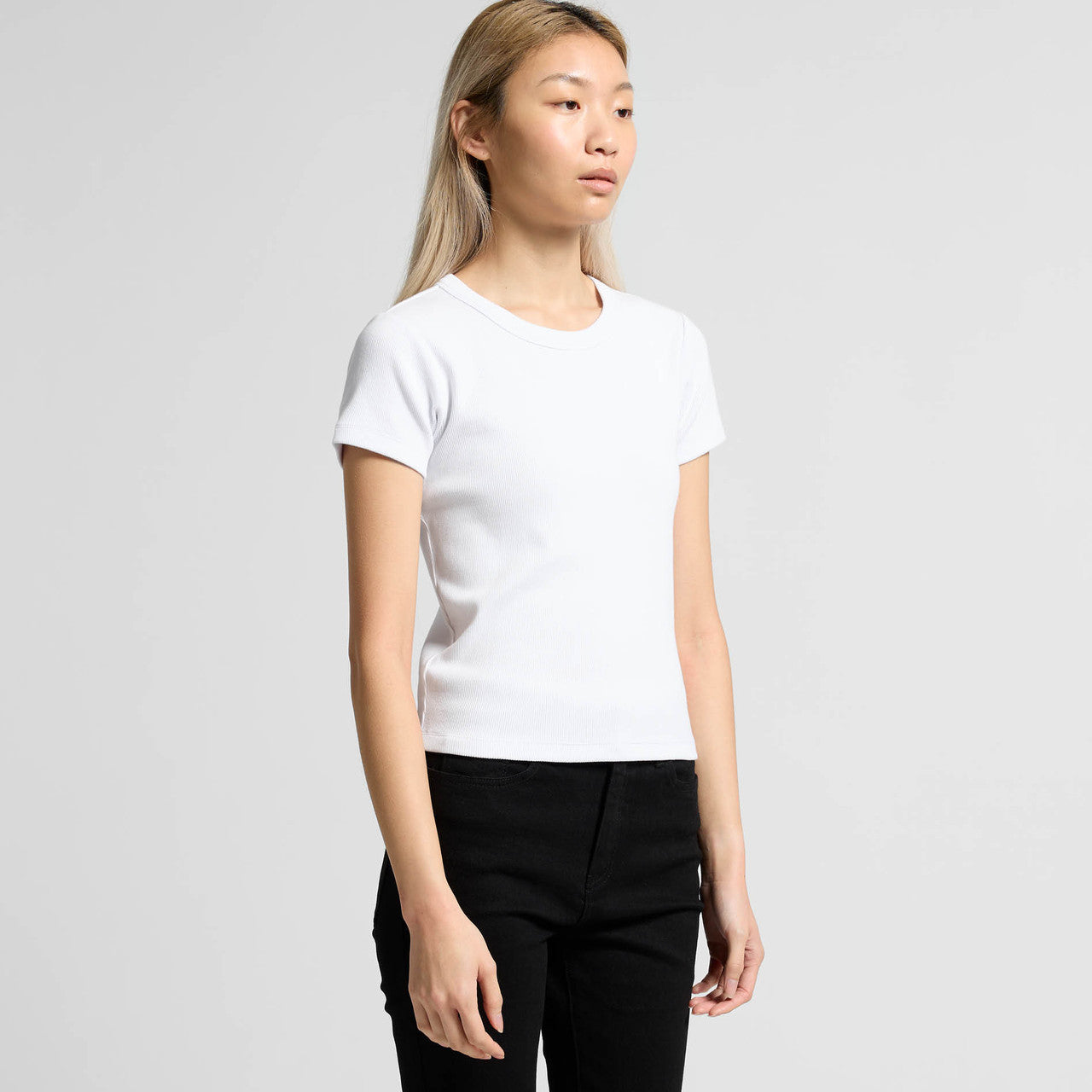 Women’s Organic Rib Knit Tee: white crew neck cotton t-shirt