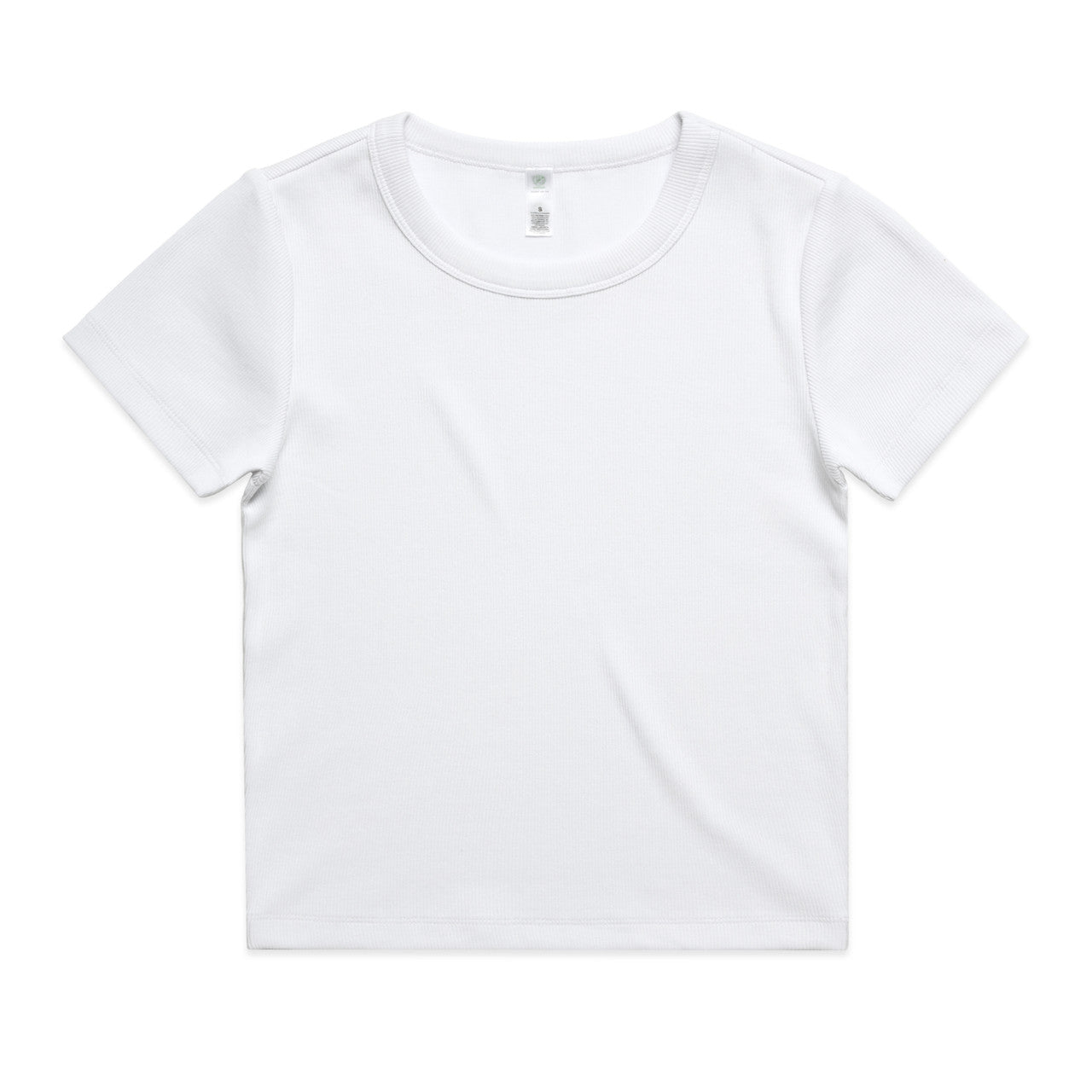 White organic rib knit cropped tee with short sleeves
