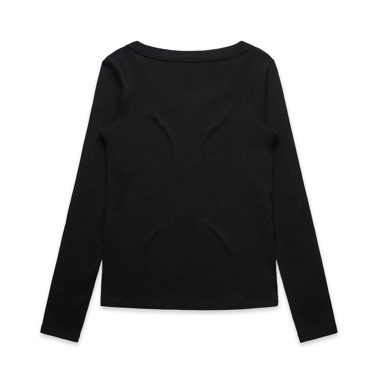 Womens organic ribbed long sleeve tee with round neck and cuffs