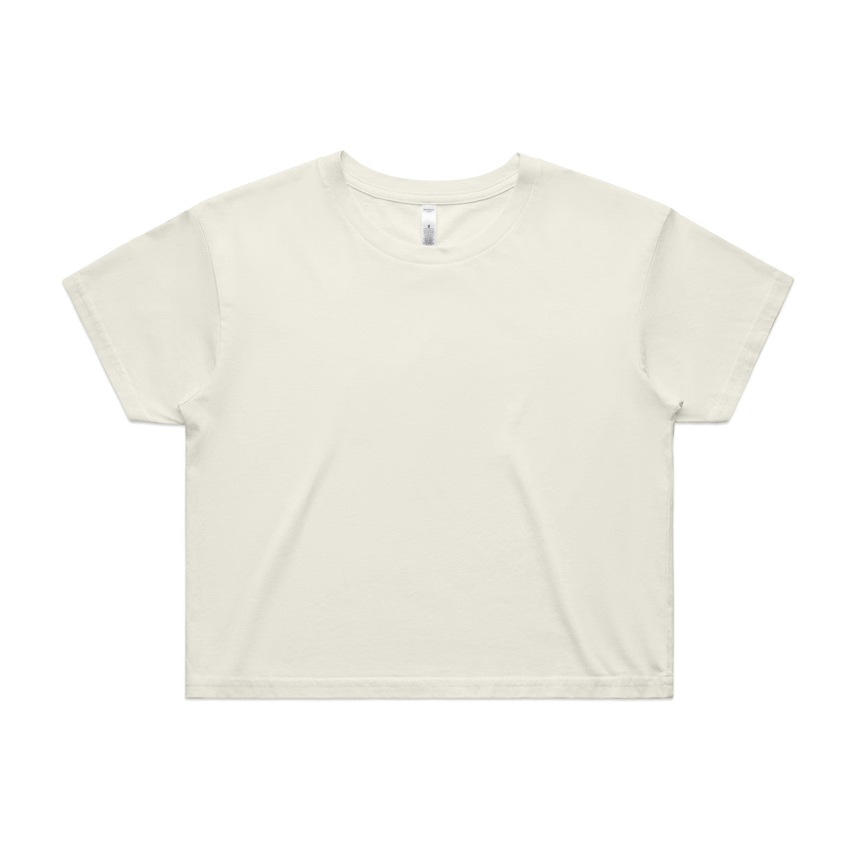 Cream-colored relaxed fit crop tee for women with short sleeves