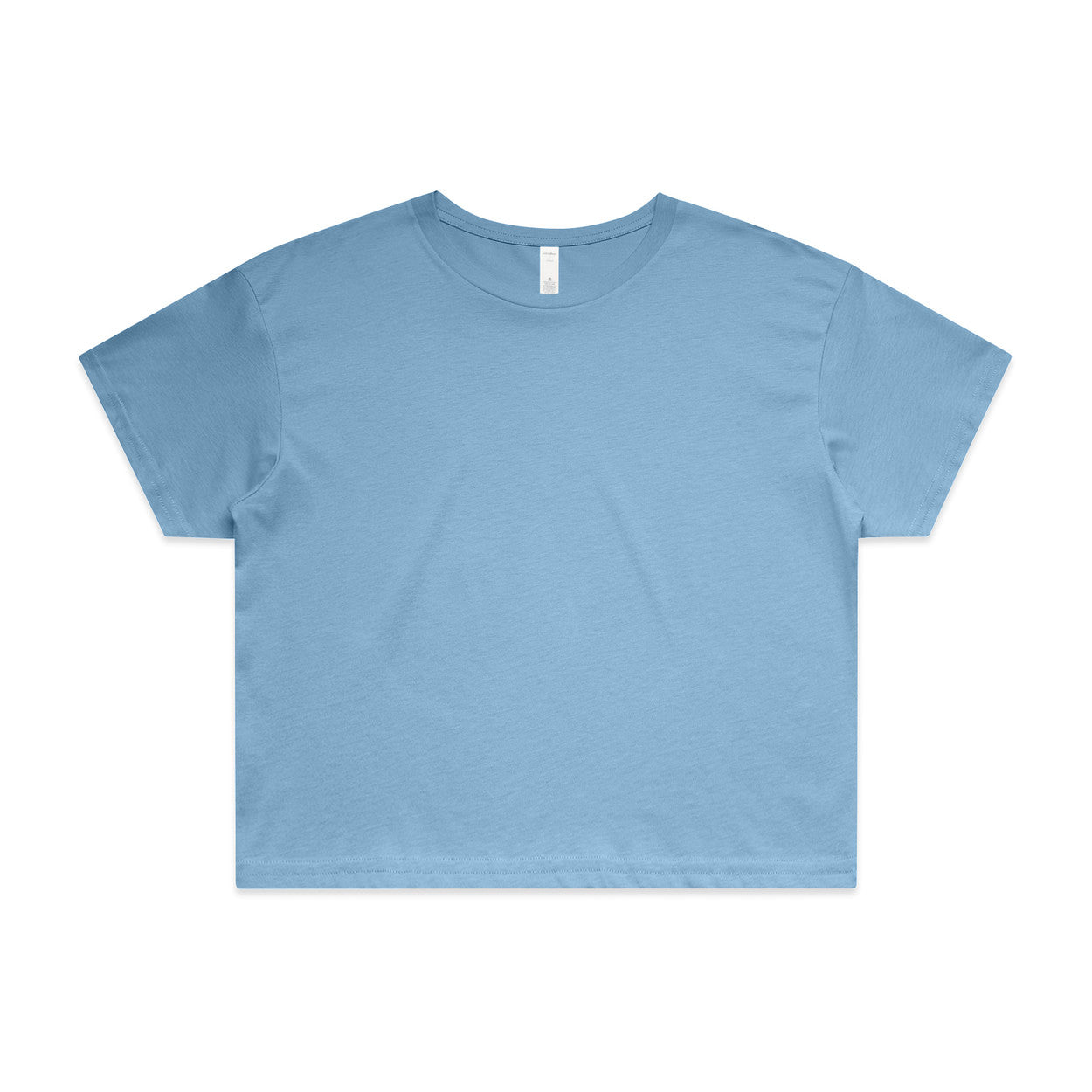 Light blue relaxed fit crop tee for women, short sleeves and round neck