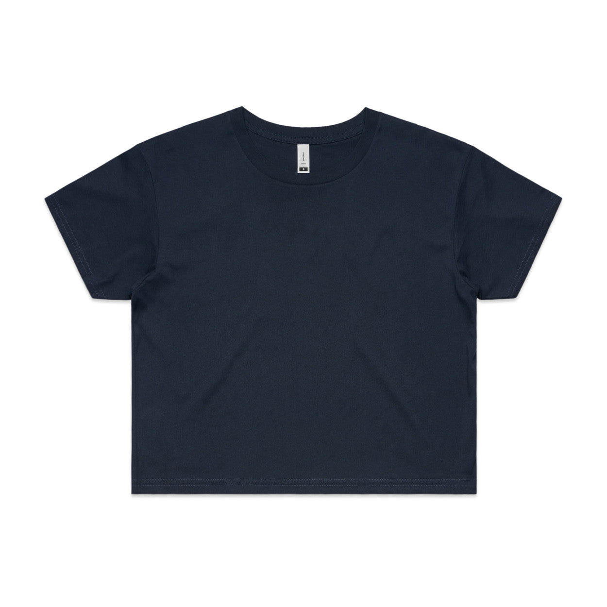 Navy blue oversized relaxed fit crop tee with crew neck