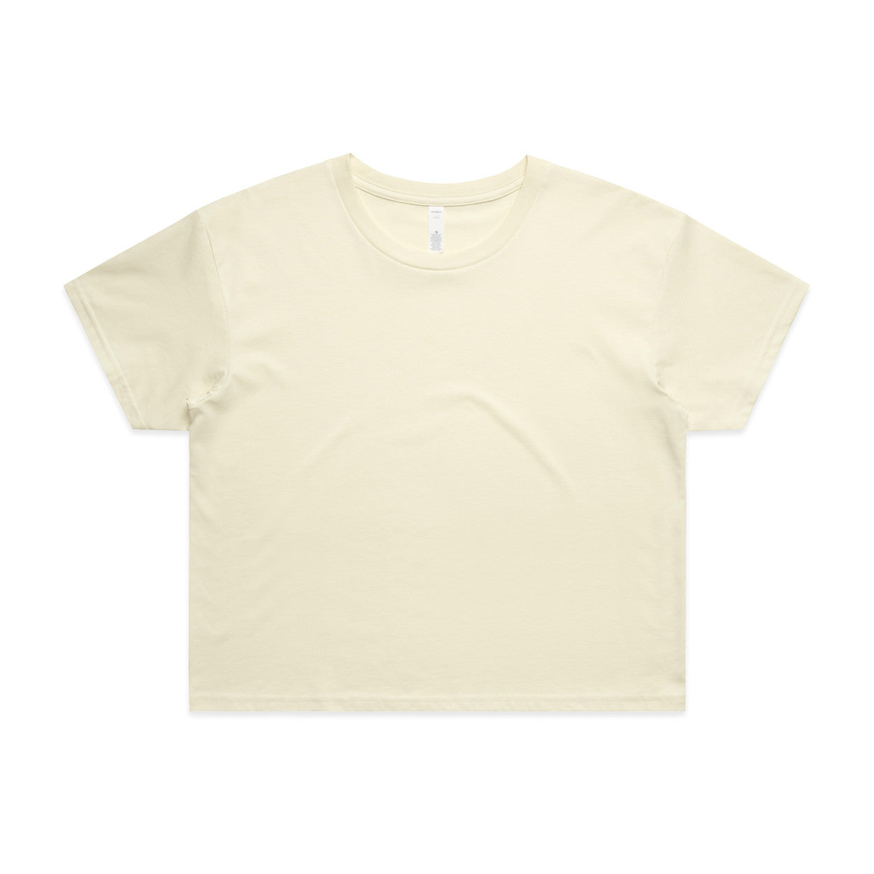 Cream-colored relaxed fit crop tee for women with short sleeves