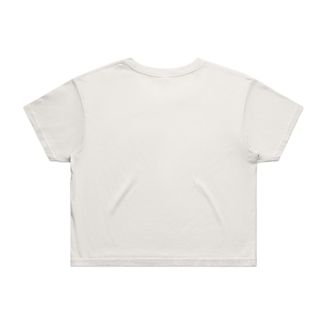 White relaxed fit crop tee, short sleeves, round neckline