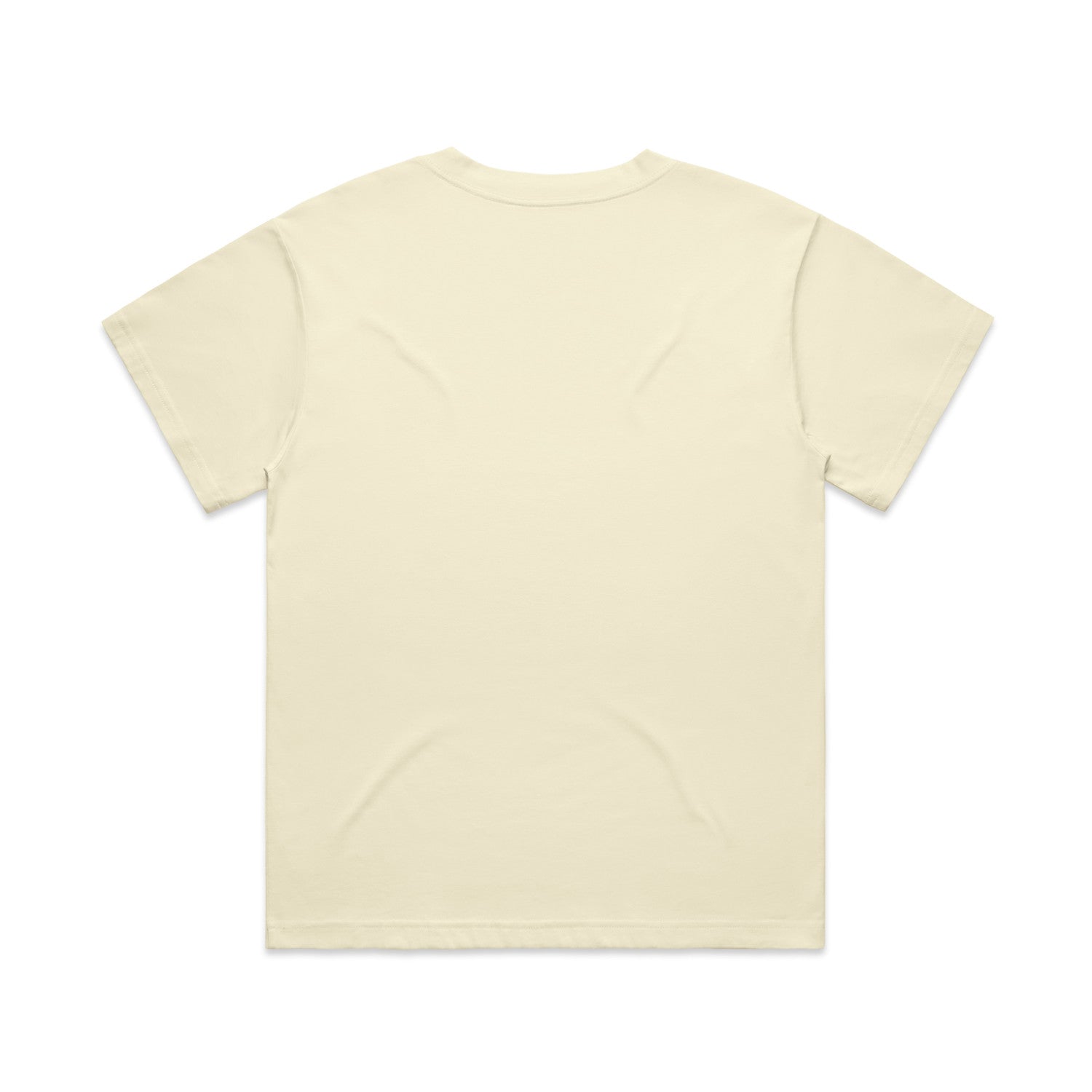 Cream-colored women’s relaxed fit t-shirt with ribbed crew neck