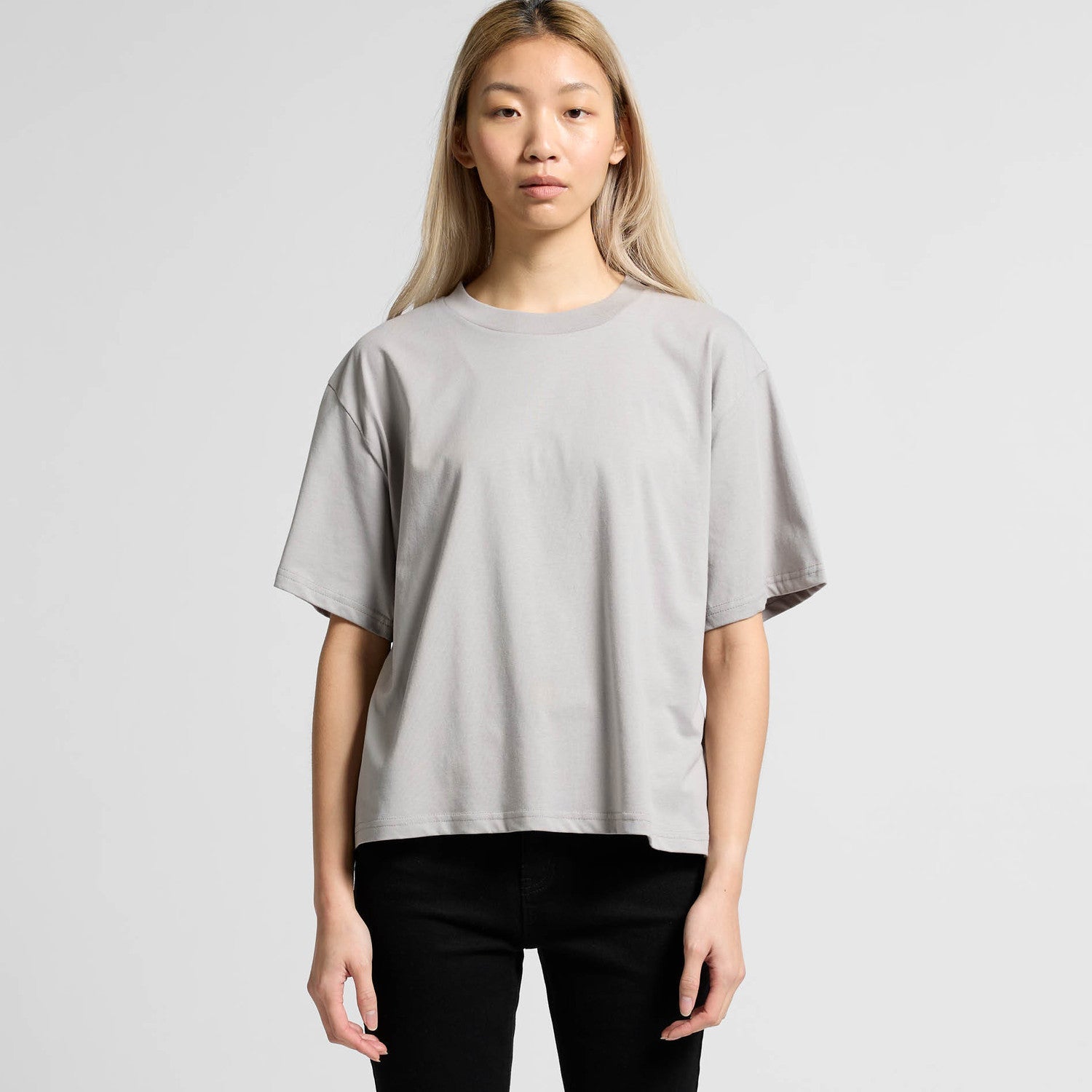 Light gray womens relaxed fit Martina combed cotton t-shirt