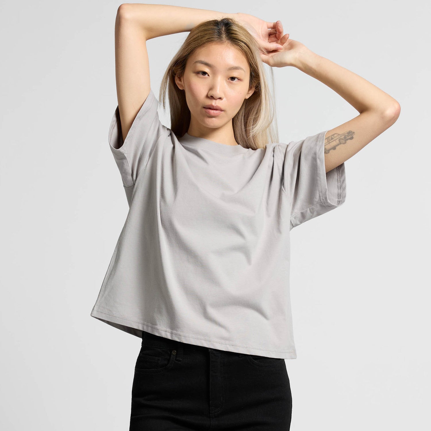 Light gray womens relaxed fit Martina combed cotton t-shirt