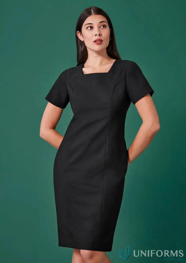 Black square-neck sheath dress from the Womens Renew Short Sleeve Dress collection