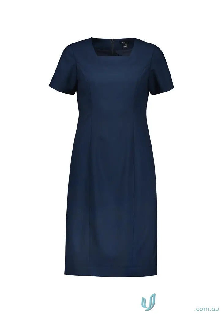 Navy blue square-neck dress with short sleeves from Womens Renew Short Sleeve Dress collection