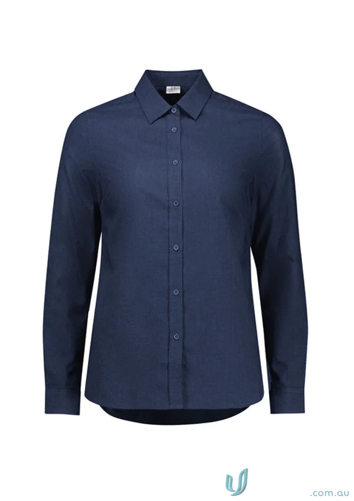 Navy blue Womens Soul Shirt from Biz Collection Womens long sleeve button-down shirt