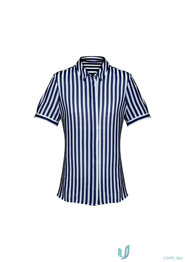 Womens Verona S/S Shirt with striped short sleeves, perfect for uniforms or workwear